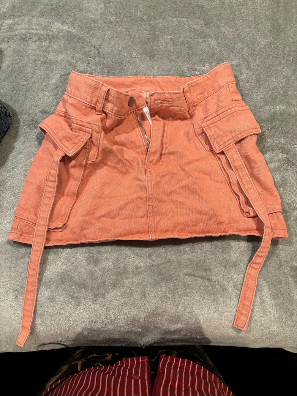 Coral Cargo Pocket Mini Skirt